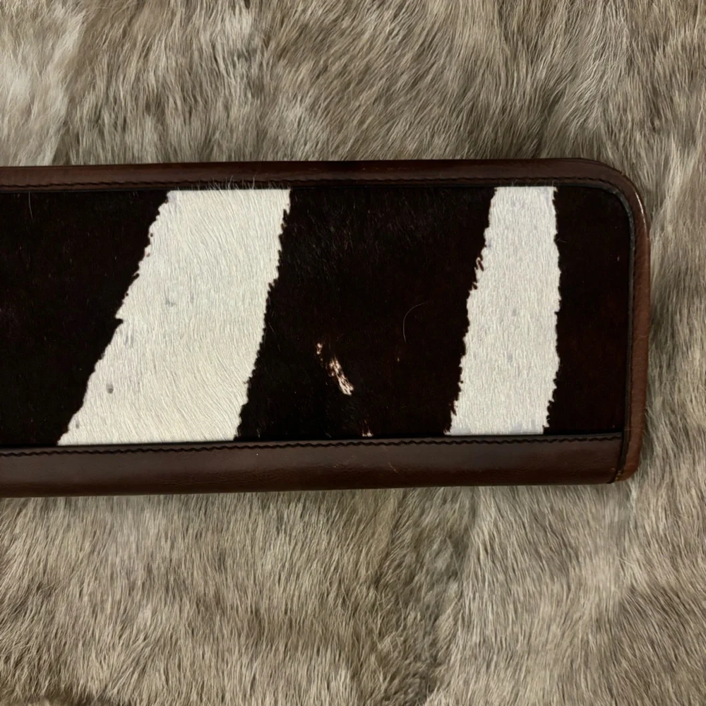 Authentic YSL Calf Hair Brown Leather Clutch Bag Yves Saint Laurent - Picture 12 of 15